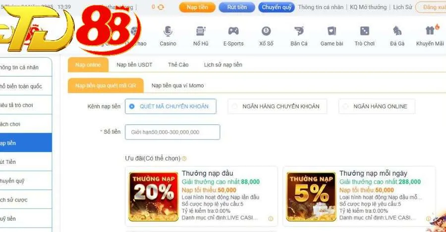 Đáp ứng điều kiện để nạp tiền vào tài khoản thành công